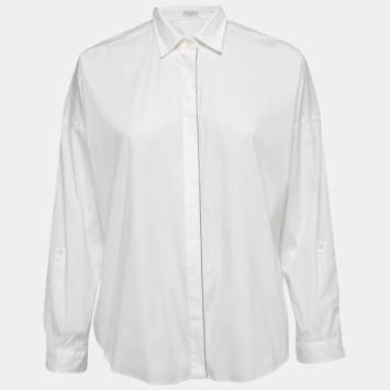 مملوكة مسبقًا Brunello Cucinelli White Cotton Button Front Shirt S