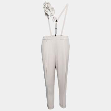 Pre Owned Brunello Cucinelli Light Grey Suspender Trousers M