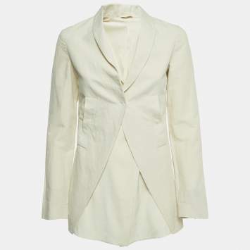 Pre Owned Brunello Cucinelli Cream Linen Blend Silk Interlined Blazer S