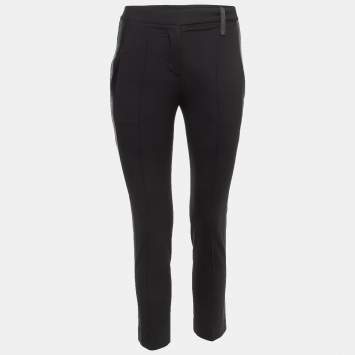 Pre Owned Brunello Cucinelli Black Wool Blend Cropped Trousers XS