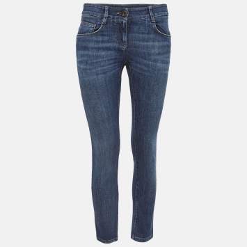 Pre Owned Brunello Cucinelli  Navy Blue Denim Skinny Jeans S Waist 28"