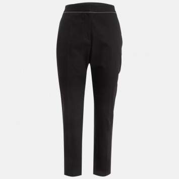 Pre Owned Brunello Cucinelli Black Embellished Gabardine Trousers L