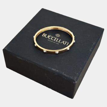 Pre Owned Buccellati Macri Classica Bracelet Yellow Gold Brushed Finish 10 Diamonds 5 mm Size 17