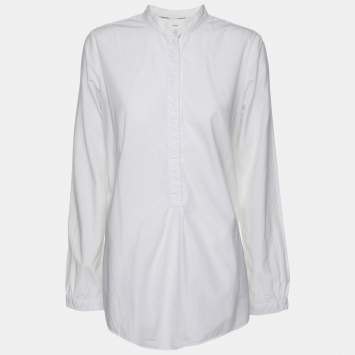 Pre Owned Burberry Brit White Cotton Button Front Top S