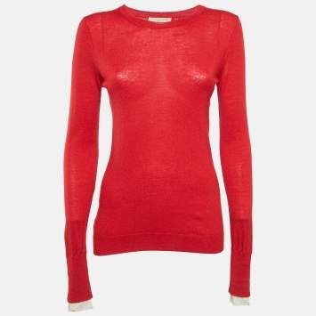 مملوكة مسبقًا Burberry Brit Red Wool Round Neck Sweater M