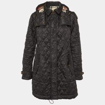 مملوكة مسبقًا Burberry Brit Black Nylon Quilted Finsbridge Coat XL