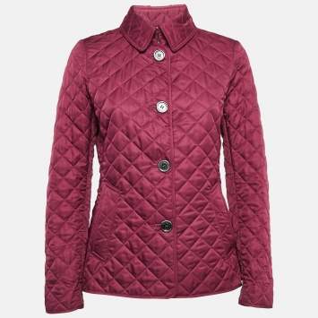 Pre Owned Burberry Brit Burgundy Gabardine Quilted Jacket S