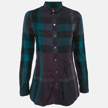 Pre Owned Burberry Brit Multicolor Nova Check Cotton Pleated Shirt S