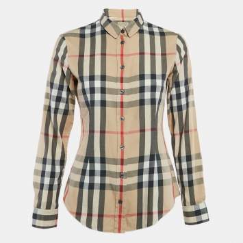 Burberry Brit Beige Nova Check Cotton Long Sleeve Shirt XS