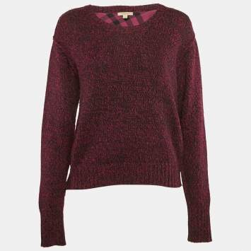 Pre Owned Burberry Brit Purple Cotton and Wool Knit Full Sleeve Sweater M