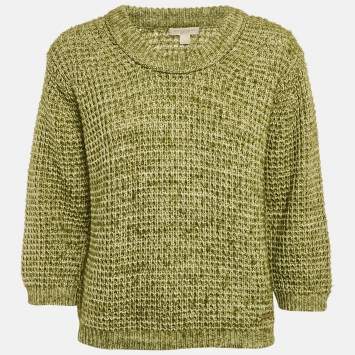 مملوكة مسبقًا Burberry Brit Green Cable Knit Crewneck Sweater M