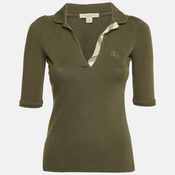 Burberry Brit Khaki Green Cotton Pique Polo T-Shirt XS