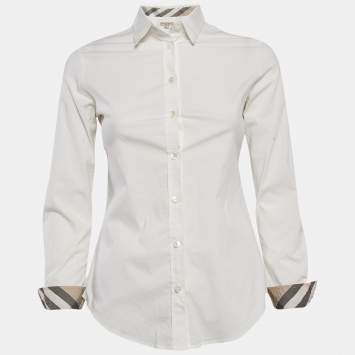 Pre Owned Burberry Brit White Stretch Cotton Long Sleeve Shirt XS