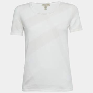 Burberry Brit White Tartan Print Crew-Neck T-Shirt XS