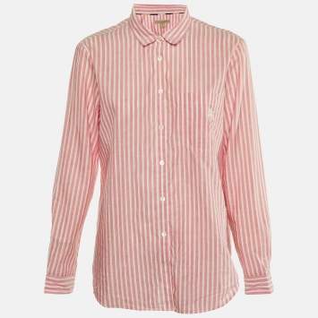 Burberry Brit Pink Striped Cotton & Linen Shirt L