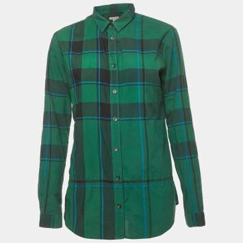 Pre Owned Burberry Brit Green Nova Check Cotton Shirt S