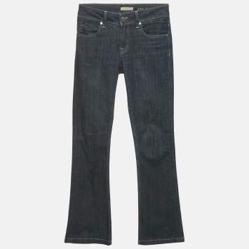 Pre Owned Burberry Brit Navy Blue Denim Boot Leg Jeans S Waist 25"