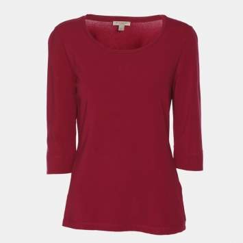 Pre Owned Burberry Brit Magenta Jersey Long Sleeve Top S