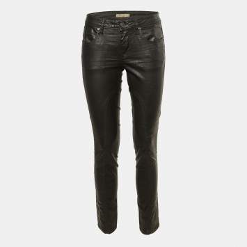 Pre Owned Burberry Brit Black Coated Denim Skinny Leg Jeans M/Waist 30"