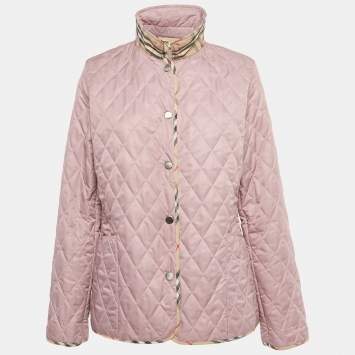 Pre Owned Burberry Brit Mauve Synthetic Quilted Jacket L