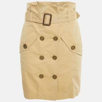 Pre Owned Burberry Brit Beige Cotton Belted Mini Skirt S