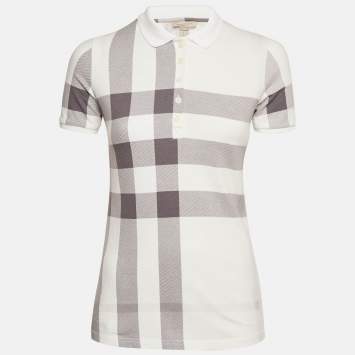 Pre Owned Burberry Brit White checked Cotton Polo T-Shirt S