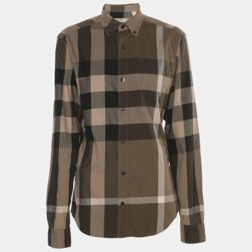 Pre Owned Burberry Brit Beige/Khaki Checked Cotton Long Sleeve Shirt XS