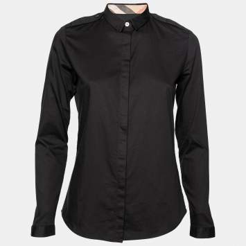 Pre Owned Burberry Brit Black Cotton Epaulette Detailed Shirt XS