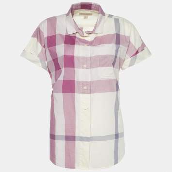 Pre Owned Burberry Brit Mauve Exploded Check Print Cotton Button Front Shirt S