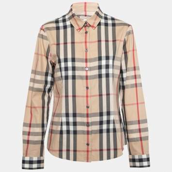 Pre Owned Burberry Brit Beige Nova Check Cotton Button Front Shirt  L