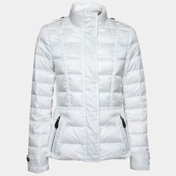 Pre Owned Burberry Brit White Quilted Down Synthetic Puffer Jacket S