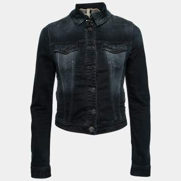 Pre Owned Burberry Brit Dark Blue Denim Cropped Jacket S