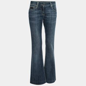Pre Owned Burberry Brit Blue Denim Flare Leg Windsor Jeans Waist 29"