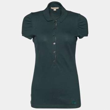 Pre Owned Burberry Brit Dark Green Cotton Pique Polo T-Shirt S