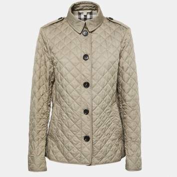 Pre Owned Burberry Brit Beige Synthetic Diamond Quilted Jacket L