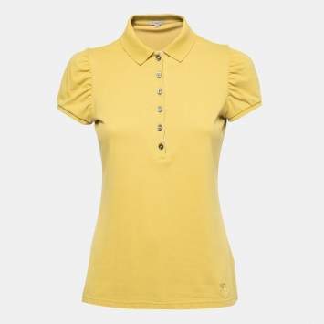 Pre Owned Burberry Brit Yellow Cotton Knit Polo T-Shirt M