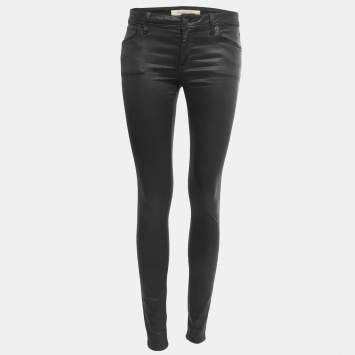 Pre Owned Burberry Brit Black Coated Cotton Low Rise Skinny Jeans S Waist 26"