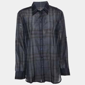 Pre Owned Burberry Brit Black Checkered Cotton Shirt L