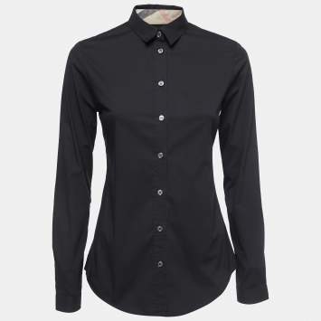 Pre Owned Burberry Brit Black Cotton Button Front Shirt XS