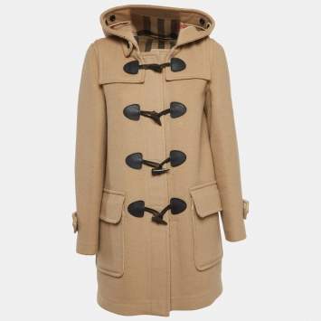 Pre Owned Burberry Brit Beige Wool Mid-Length Duffle Coat S