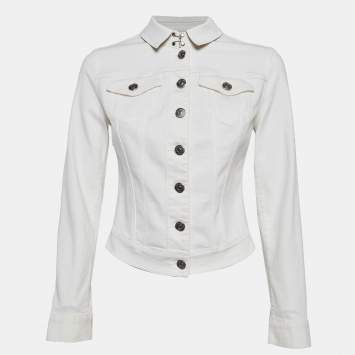 Pre Owned Burberry Brit White Denim Buttoned Jacket S