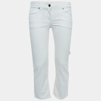 Pre Owned Burberry Brit White Denim Skinny Leg Jeans S Waist 27"