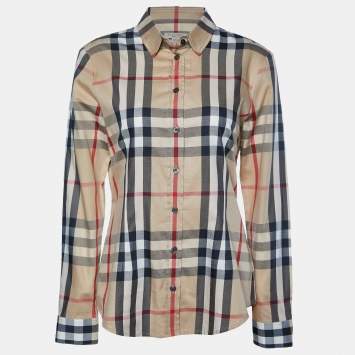 Pre Owned Burberry Brit Beige Nova Checks Cotton Shirt S