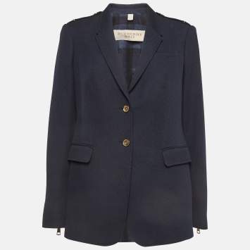 Pre Owned Burberry Brit Navy Blue Cotton Single Breasted Blazer M