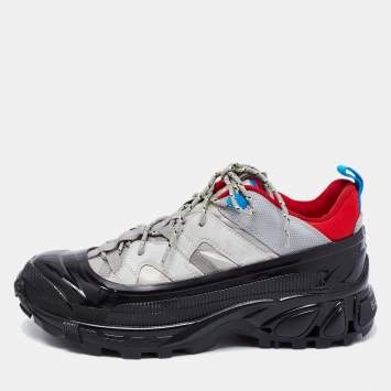 مملوكة مسبقًا Burberry Black/Grey Fabric And Suede Arthur Sneakers Size 39