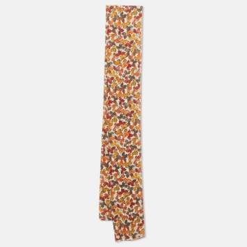 Pre Owned Burberry London Multicolor Leaf Printed Silk Scarf 