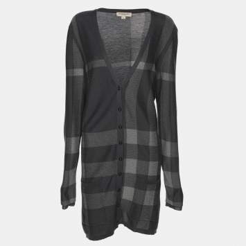 Pre Owned Burberry London Grey Wool Blend Cardigan XL