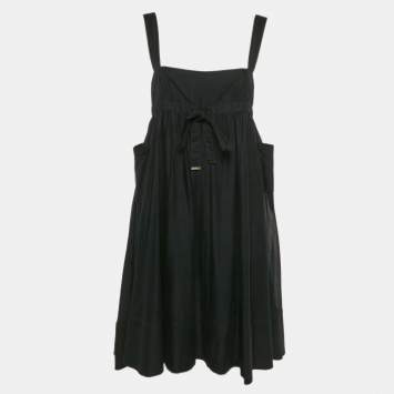 Pre Owned Burberry London Black Cotton Sleeveless Flared Short Dress M