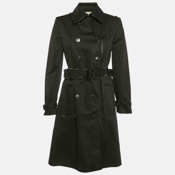 Pre Owned Burberry London Black Cotton Double Breasted Trench Coat M