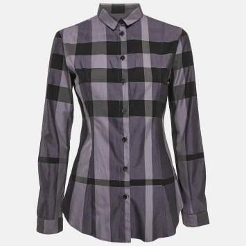 Pre Owned Burberry London Multicolor/Purple Tartan Check Cotton Button Front Shirt S